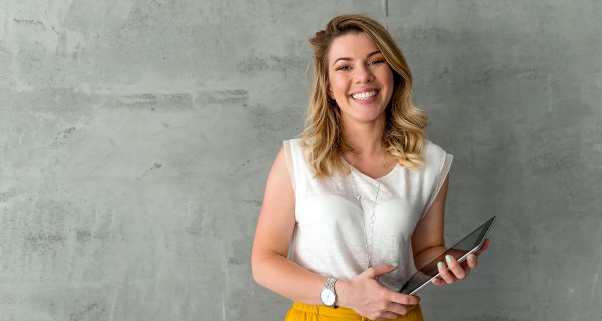 woman standing smiling